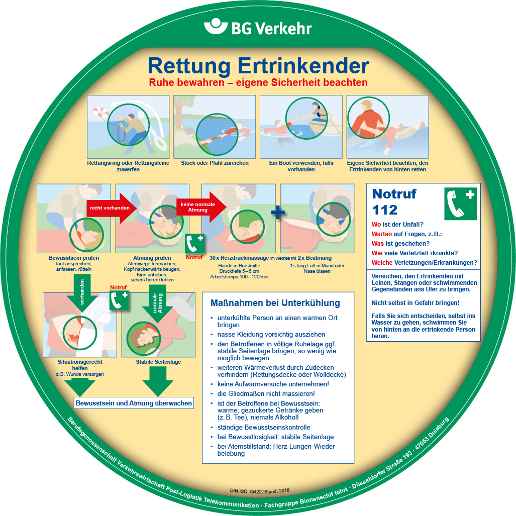 Tafel Rettung Ertrinkender BG rund
